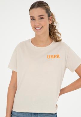 Kadın Krem Bisiklet Yaka Tişört - 50286105027