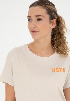 Kadın Krem Bisiklet Yaka Tişört - 50286105027