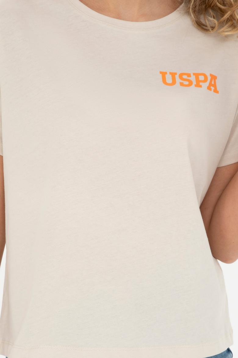 Kadın Krem Bisiklet Yaka Tişört - 50286105027