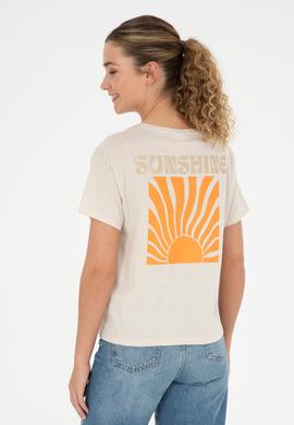 Kadın Krem Bisiklet Yaka Tişört - 50286105027