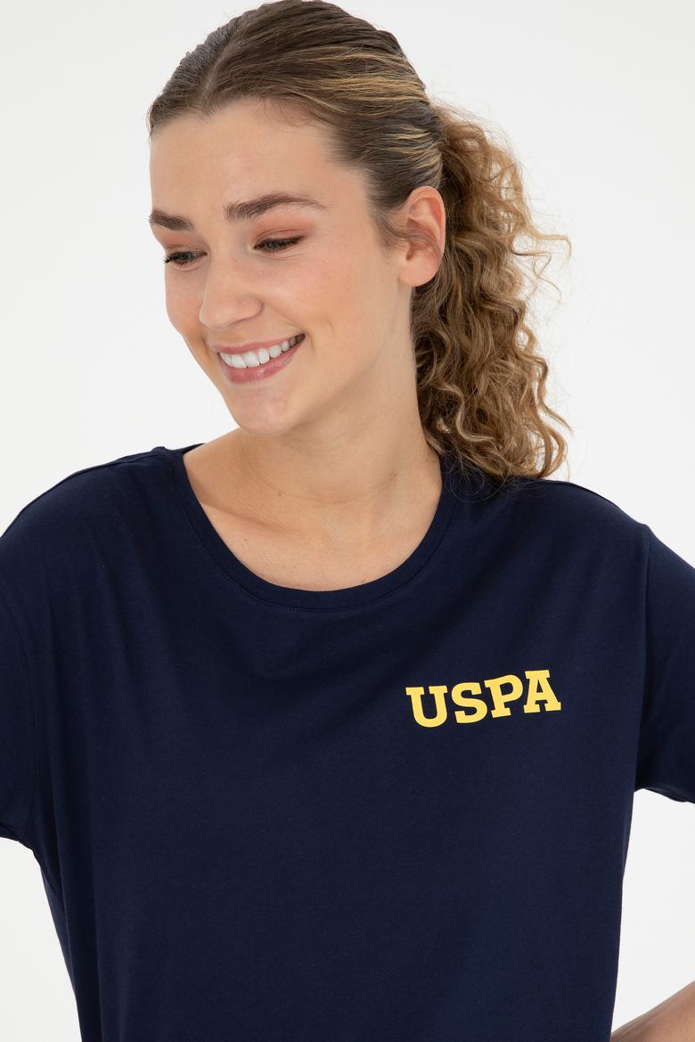 Kadın Lacivert Bisiklet Yaka Tişört - 50286105041