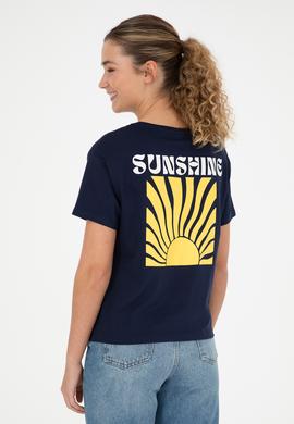 Kadın Lacivert Bisiklet Yaka Tişört - 50286105041