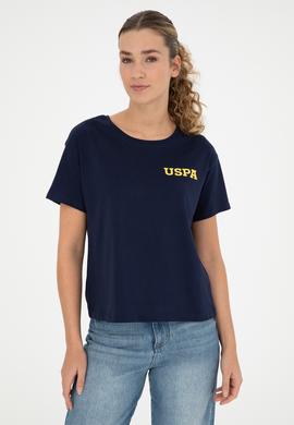 Kadın Lacivert Bisiklet Yaka Tişört - 50286105041