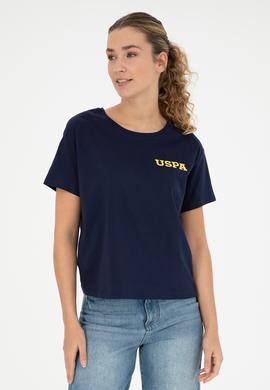 Kadın Lacivert Bisiklet Yaka Tişört - 50286105041