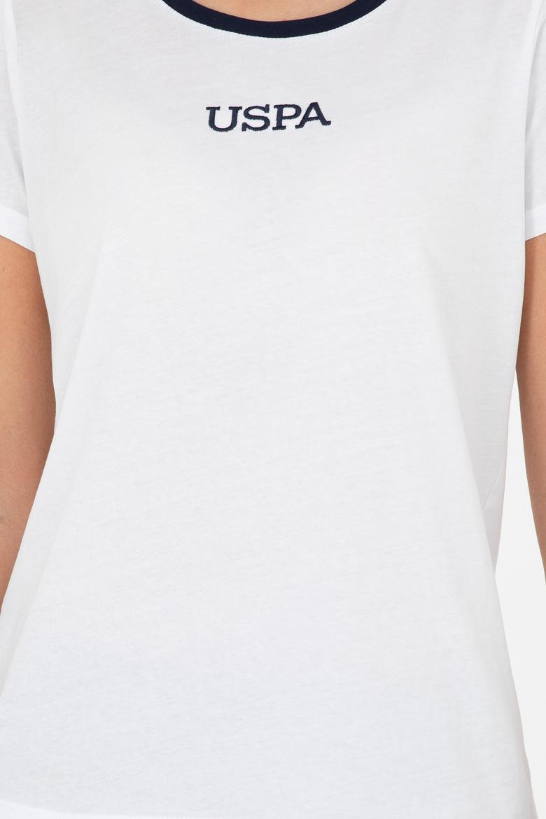 Kadın Beyaz Bisiklet Yaka Tişört - 50286113001