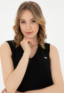 Kadın Siyah Bisiklet Yaka Dokuma Elbise - 50280580027