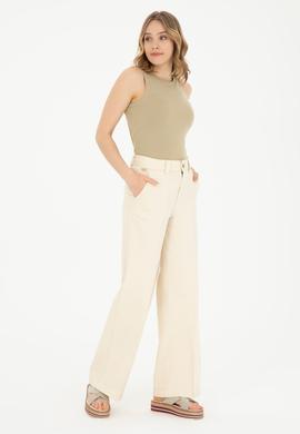 Kadın Ekru Kanvas Pantolon - 50281739015