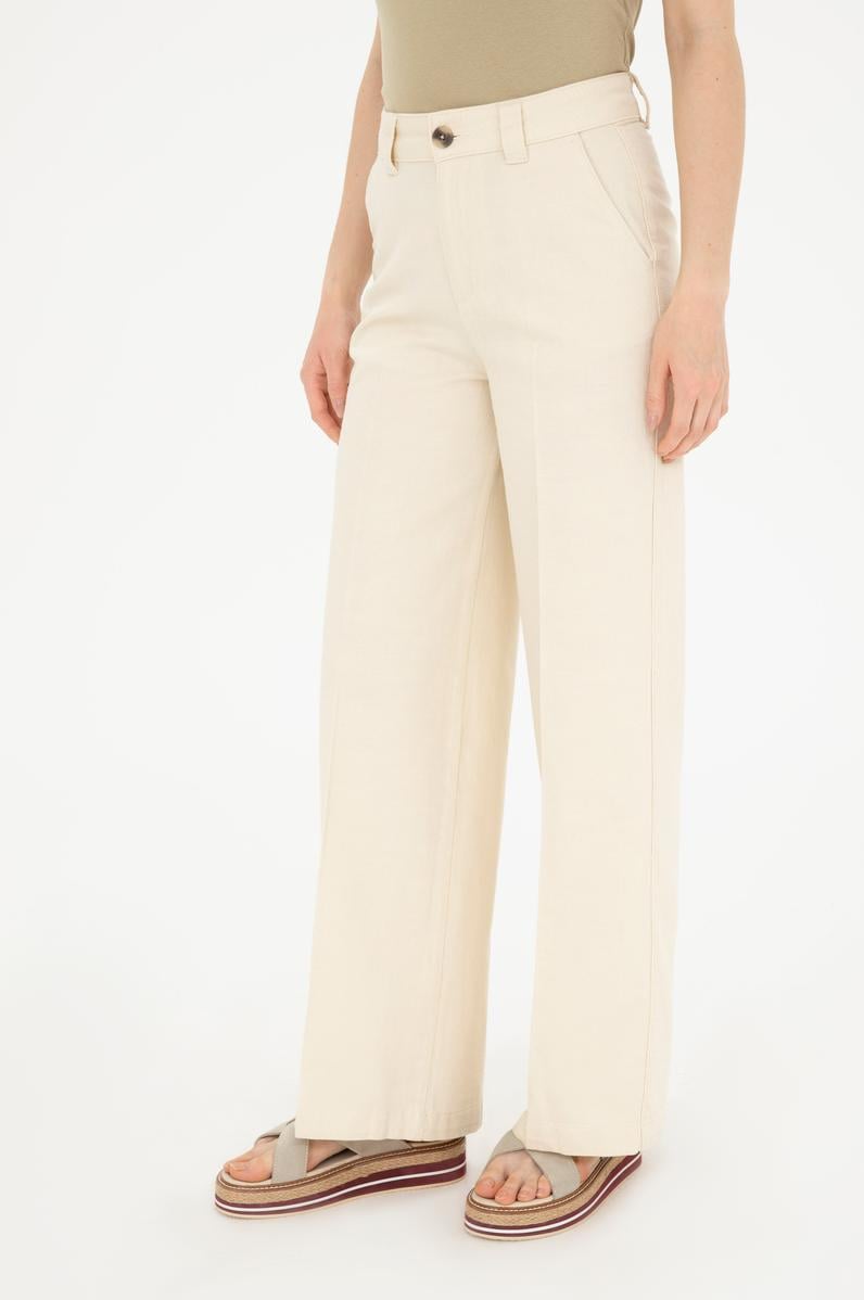 Kadın Ekru Kanvas Pantolon