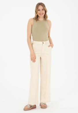 Kadın Ekru Kanvas Pantolon - 50281739015