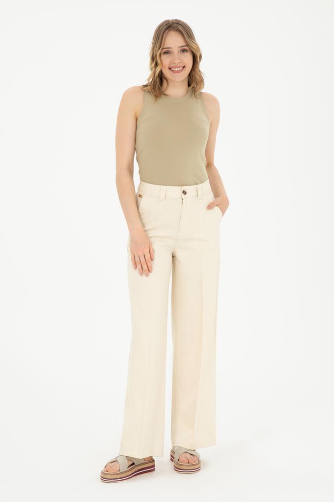 Kadın Ekru Kanvas Pantolon