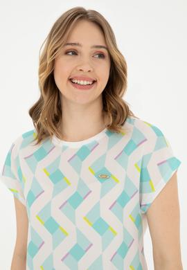 Kadın Mint Bisiklet Yaka Tişört - 50281796003