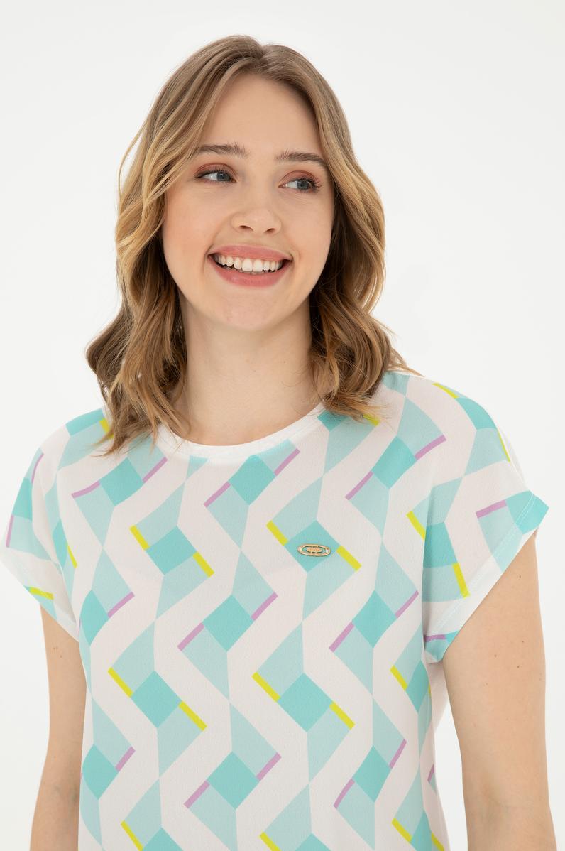 Kadın Mint Bisiklet Yaka Tişört