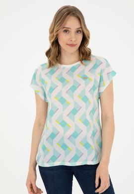 Kadın Mint Bisiklet Yaka Tişört - 50281796003