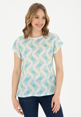 Kadın Mint Bisiklet Yaka Tişört - 50281796003