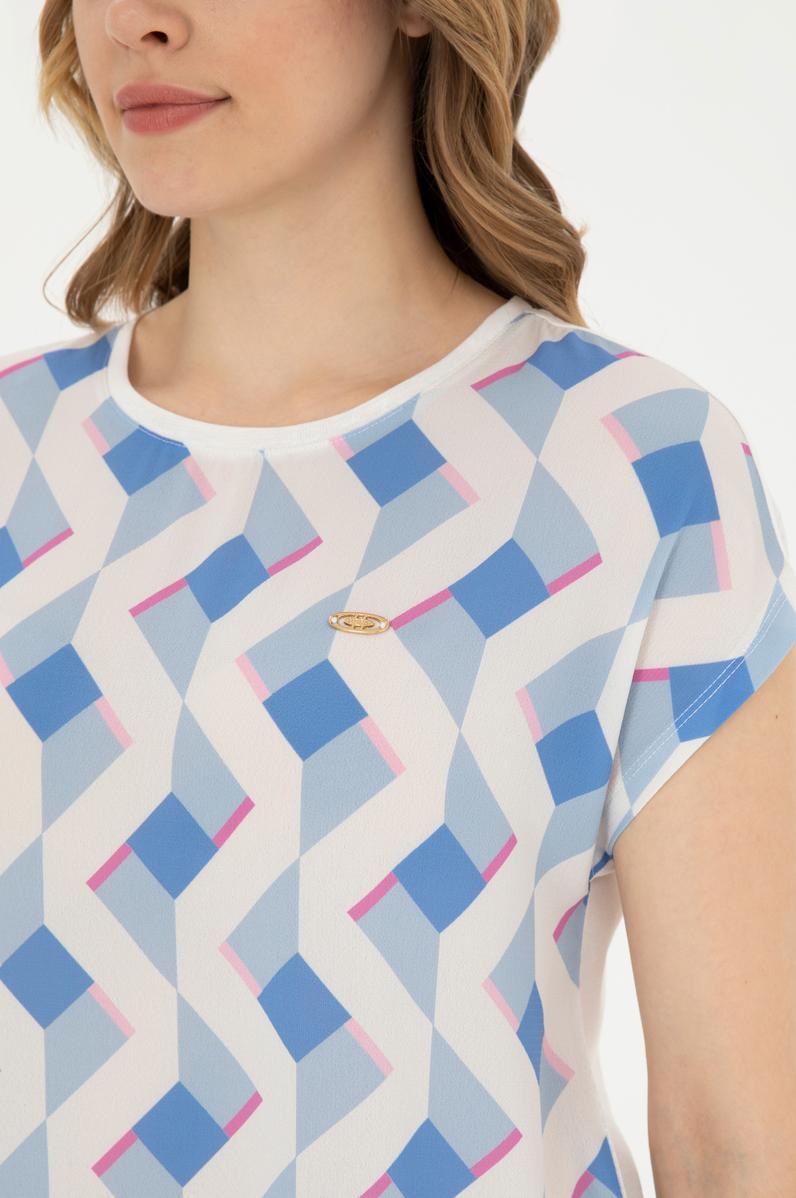 Kadın Koyu Mavi Bisiklet Yaka Tişört