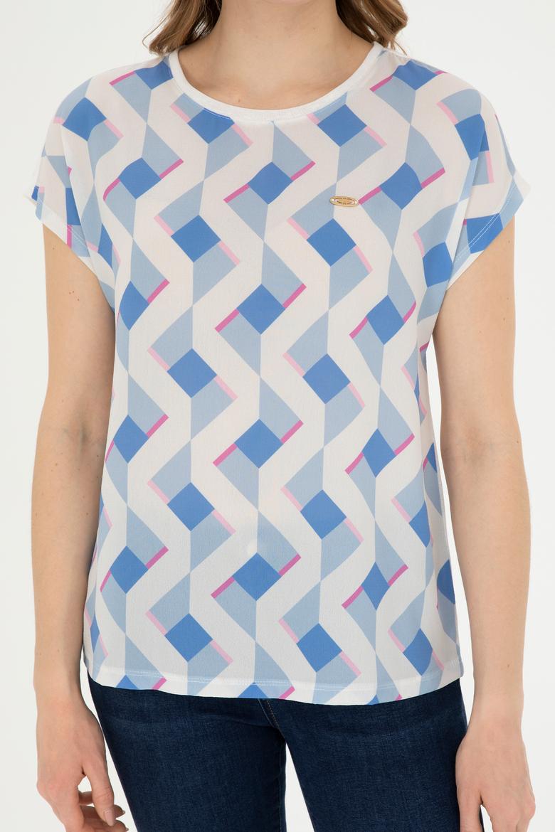 Kadın Koyu Mavi Bisiklet Yaka Tişört - 50281796011