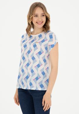 Kadın Koyu Mavi Bisiklet Yaka Tişört - 50281796011