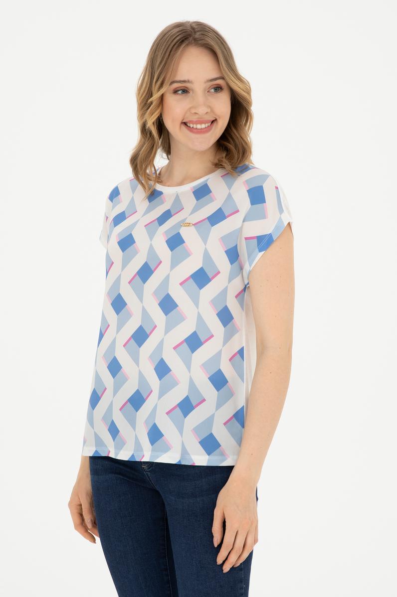 Kadın Koyu Mavi Bisiklet Yaka Tişört