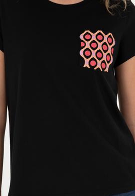 Kadın Siyah Bisiklet Yaka Tişört - 50285856021