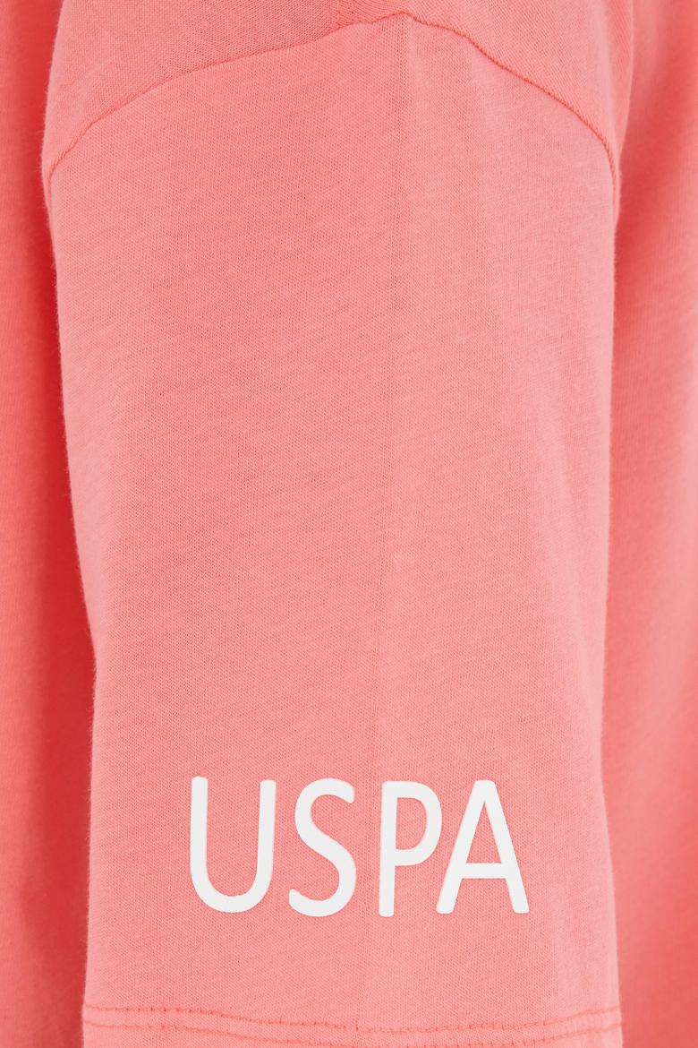 Kadın Neon Pembe Oversize Bisiklet Yaka Tişört - 50286107026