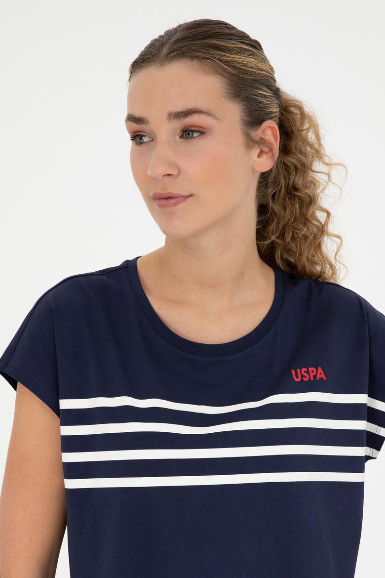 Kadın Lacivert Bisiklet Yaka Tişört - 50286112015