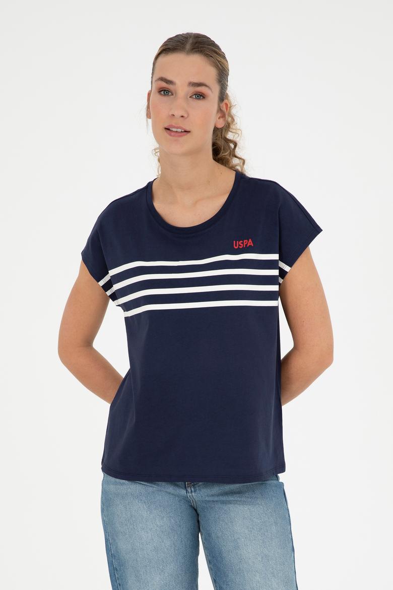 Kadın Lacivert Bisiklet Yaka Tişört