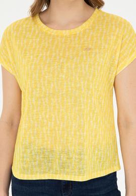 Kadın Sarı Bisiklet Yaka Tişört - 50281790006