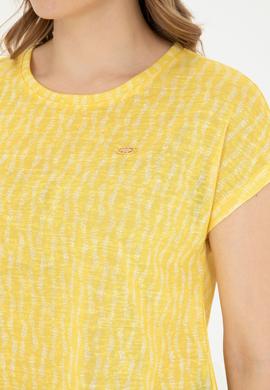 Kadın Sarı Bisiklet Yaka Tişört - 50281790006