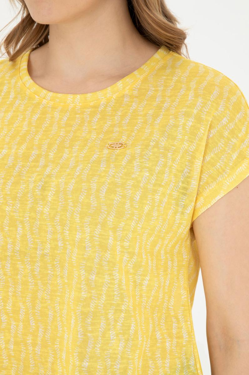 Kadın Sarı Bisiklet Yaka Tişört