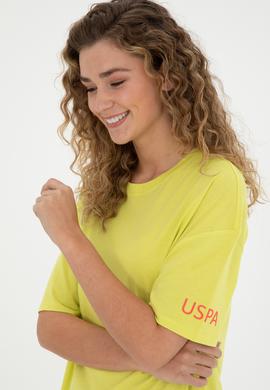 Kadın Fıstık Yeşili Oversize Bisiklet Yaka Tişört - 50286107050