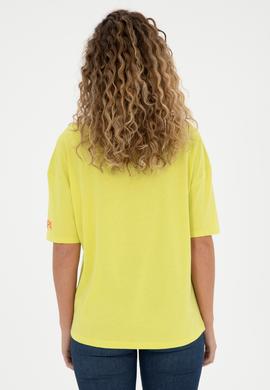 Kadın Fıstık Yeşili Oversize Bisiklet Yaka Tişört - 50286107050