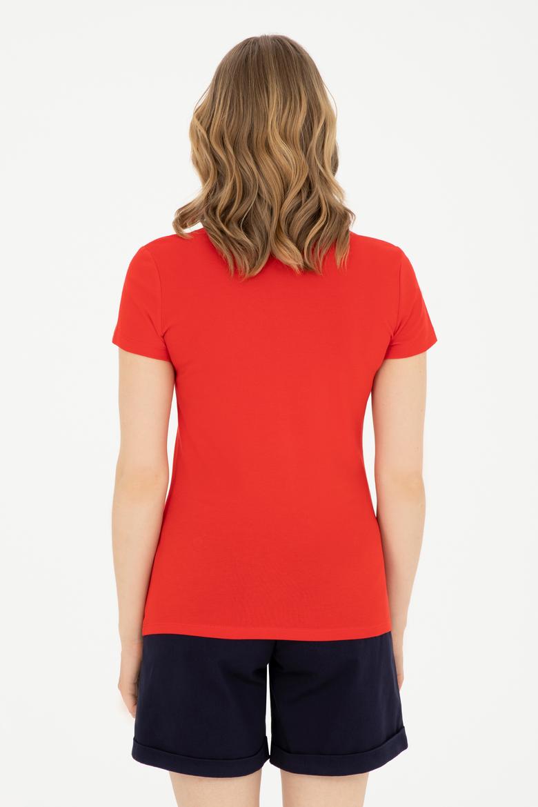 Kadın Kırmızı Polo Yaka Tişört - 50282889004