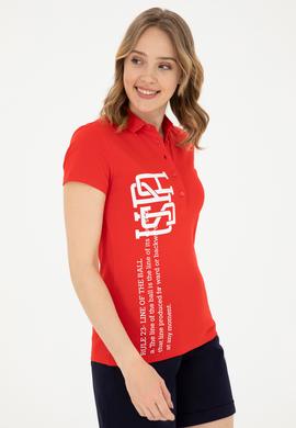 Kadın Kırmızı Polo Yaka Tişört - 50282889004