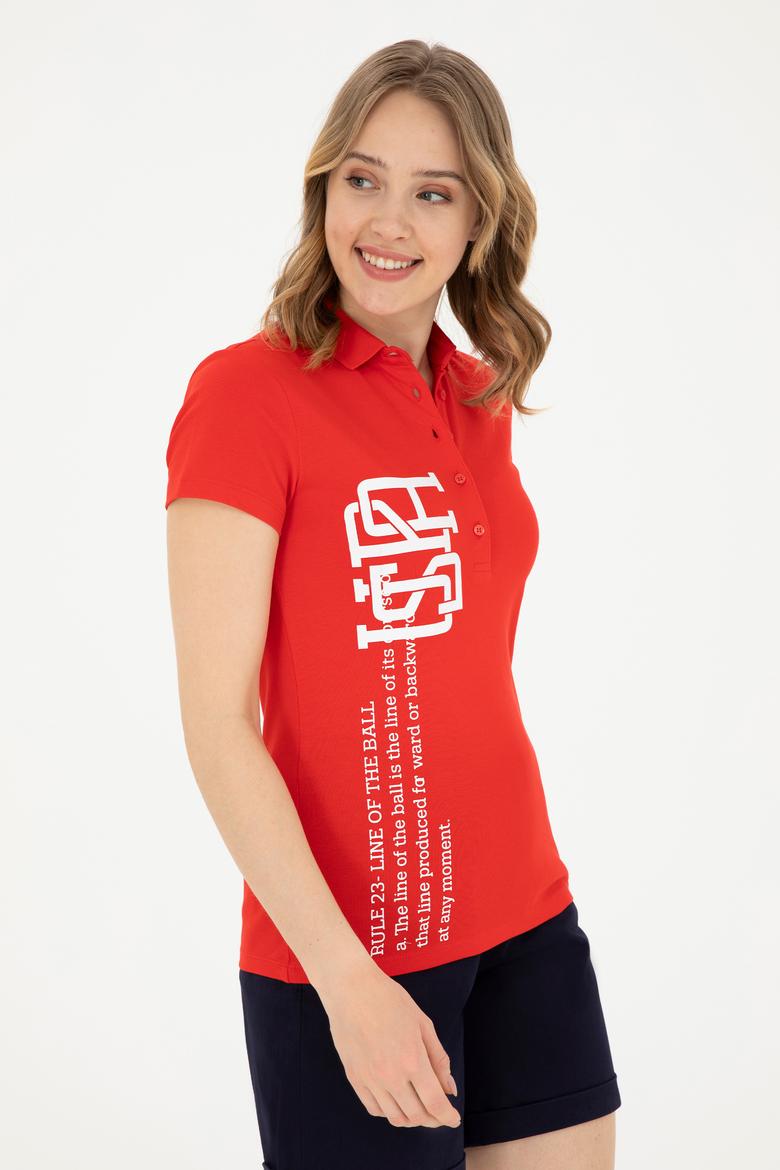 Kadın Kırmızı Polo Yaka Tişört - 50282889004