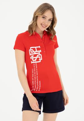 Kadın Kırmızı Polo Yaka Tişört - 50282889004