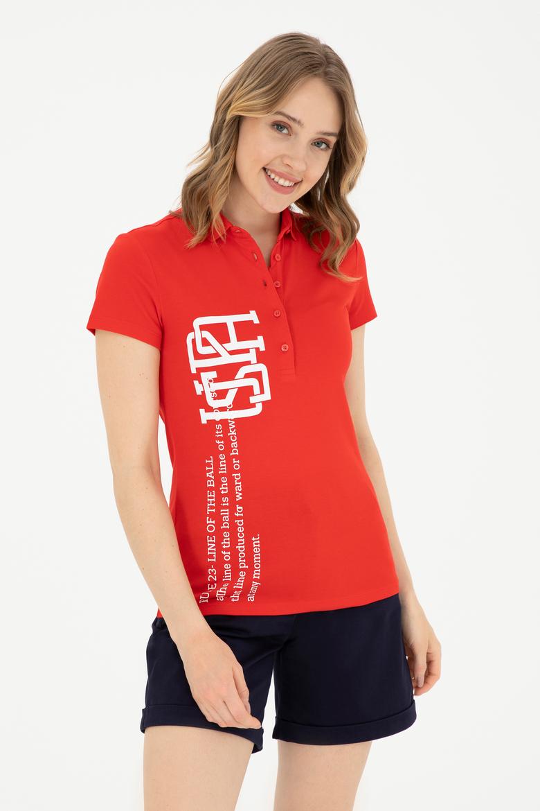 Kadın Kırmızı Polo Yaka Tişört