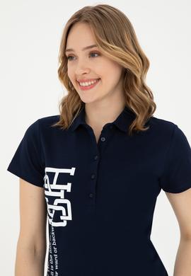 Kadın Lacivert Polo Yaka Tişört - 50282889016