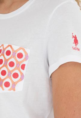 Kadın Beyaz Bisiklet Yaka Tişört - 50285856011