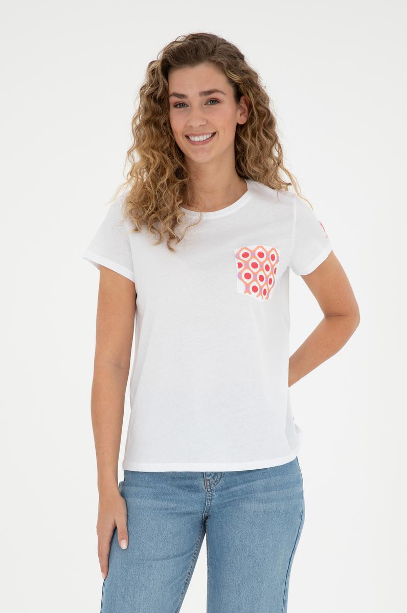 Kadın Beyaz Bisiklet Yaka Tişört