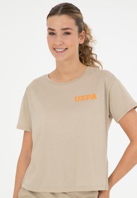 Kadın Açık Haki Bisiklet Yaka Tişört - 50286105033