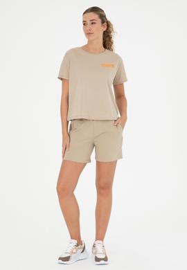 Kadın Açık Haki Bisiklet Yaka Tişört - 50286105033