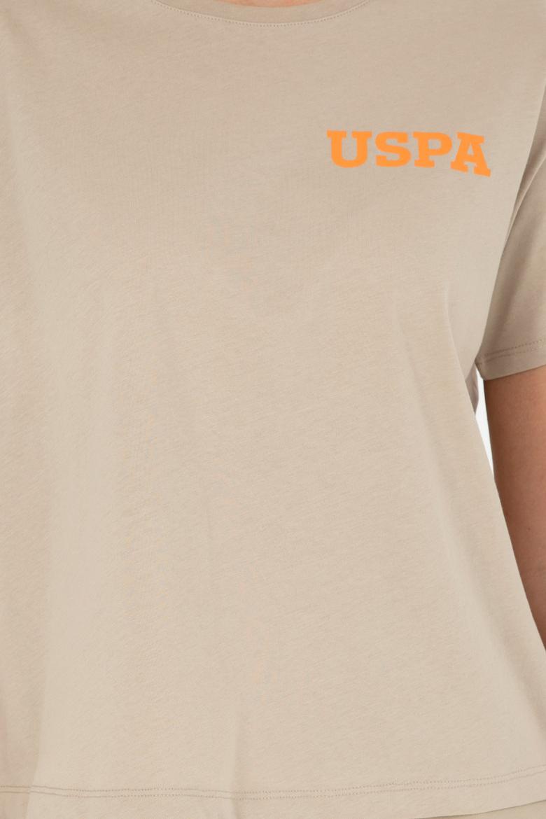 Kadın Açık Haki Bisiklet Yaka Tişört - 50286105033