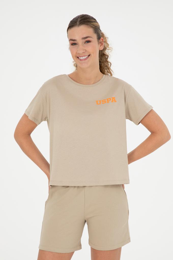 Kadın Açık Haki Bisiklet Yaka Tişört