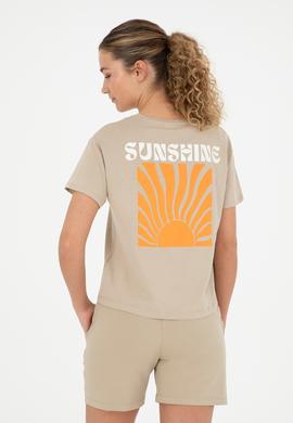 Kadın Açık Haki Bisiklet Yaka Tişört - 50286105033