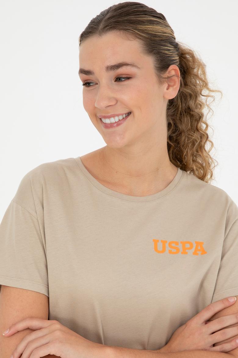 Kadın Açık Haki Bisiklet Yaka Tişört - 50286105033