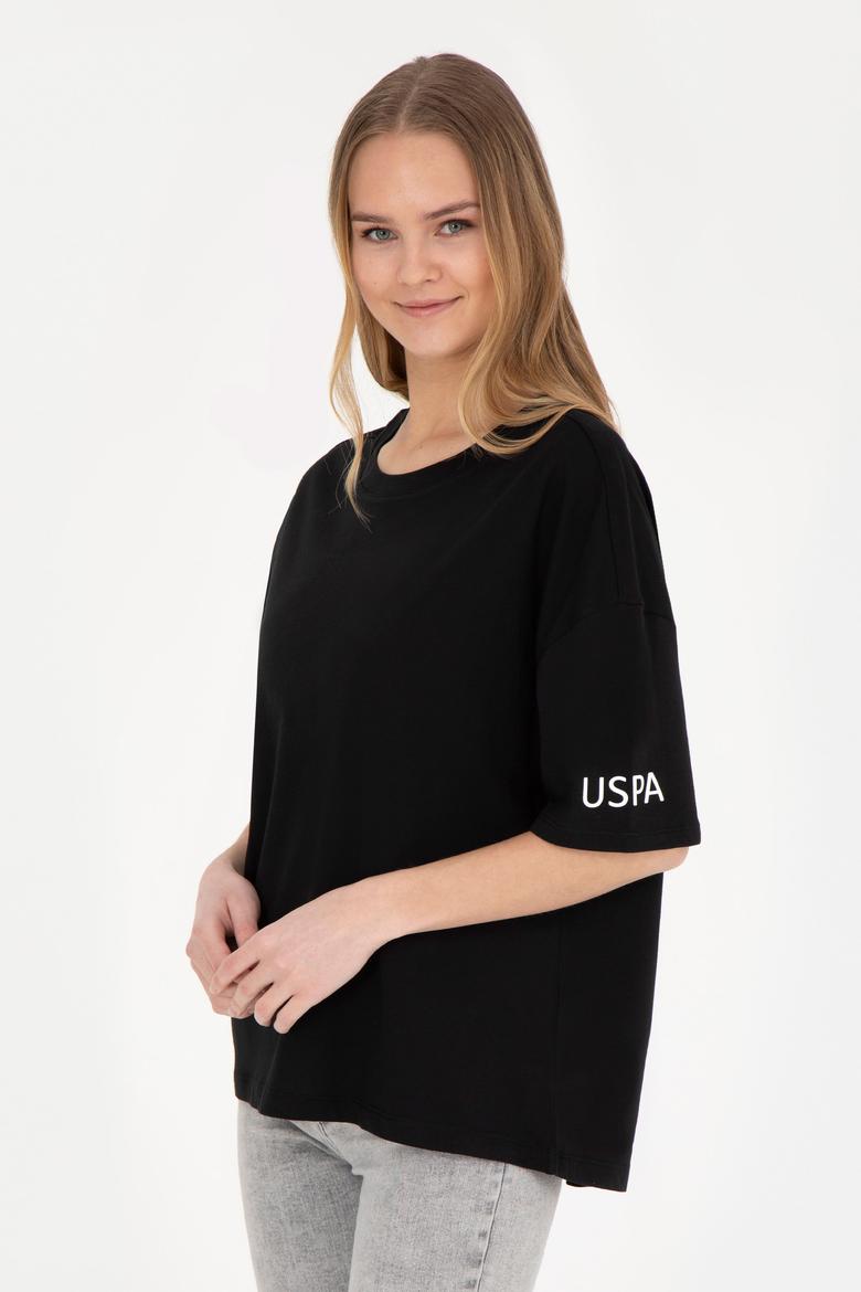 Kadın Siyah Oversize Bisiklet Yaka Tişört