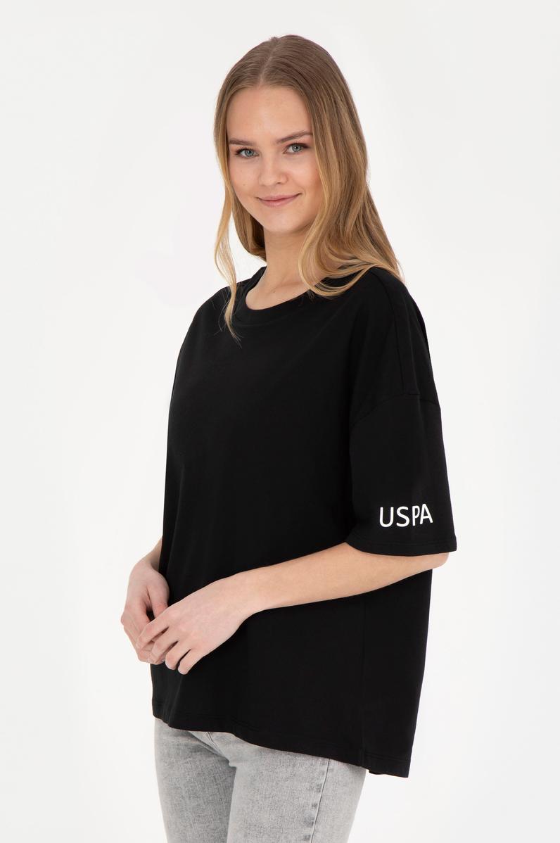 Kadın Siyah Oversize Bisiklet Yaka Tişört