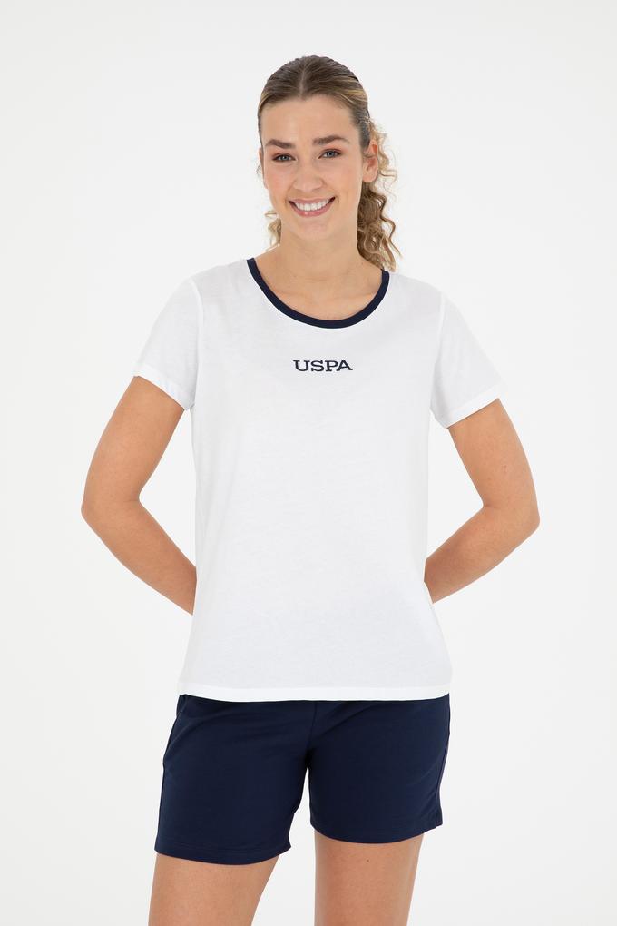 Kadın Beyaz Bisiklet Yaka Tişört