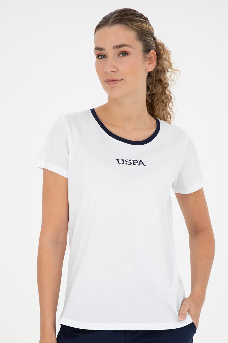 Kadın Beyaz Bisiklet Yaka Tişört - 50286113001