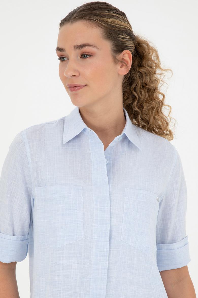 Kadın Açık Mavi Uzun Kollu Gömlek - 50289198011